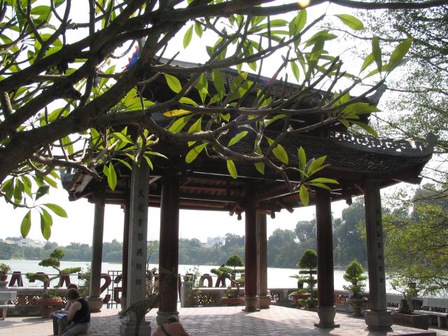 View from Ngoc Son temple toward Hoan Kiem lake