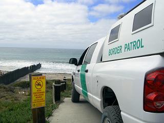 U.S. Border Patrol agent watches the beach and the ocean