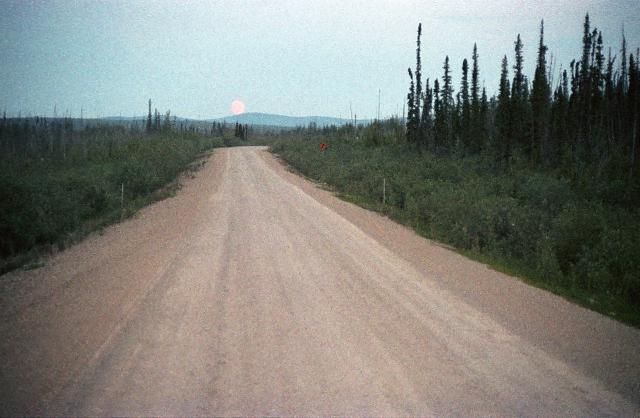 moon setting over Dempster Highway