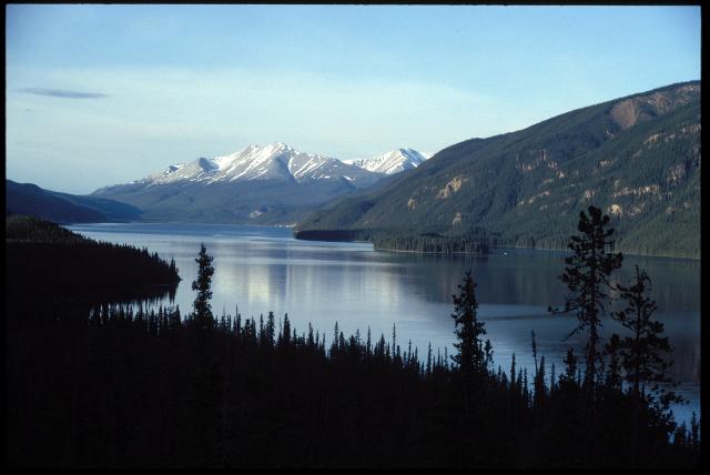 Lake and mountain view along Dempster Highway