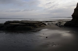 Morning view east at low tide, Playa Escondida, Ecuador
